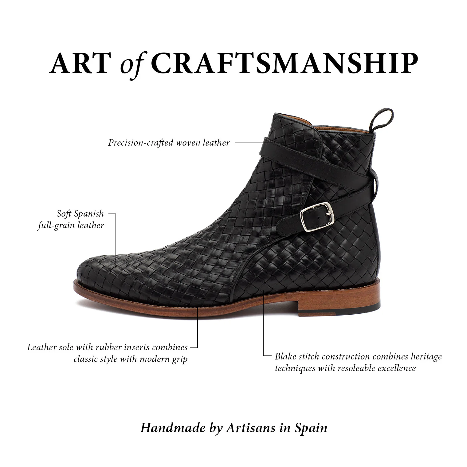 The Dylan Jodhpur Boot in Black Woven - Image 6