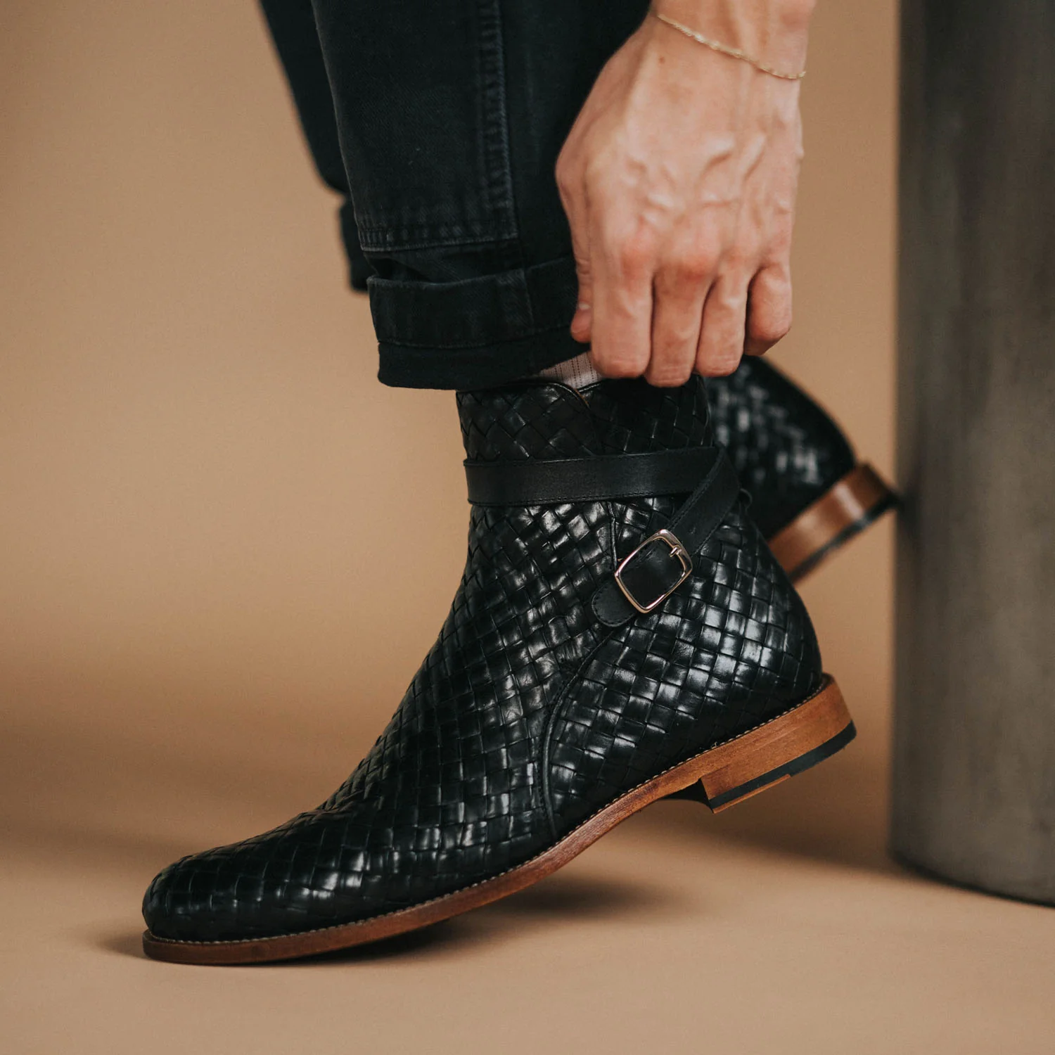 The Dylan Jodhpur Boot in Black Woven - Image 7